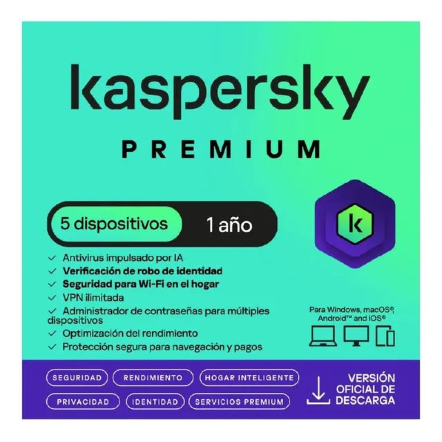 Kaspersky Premium Digital 1 Año 5 Dispositivos