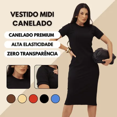 Vestido Feminino Básico Casual Zero Transparência Moda Slim