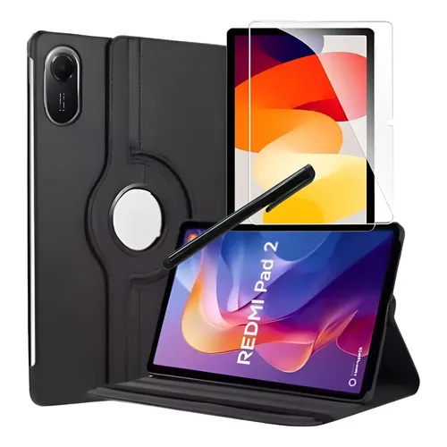 Capa Giratória P Redmi Pad 2 + Película 9h + Caneta Touch Cor