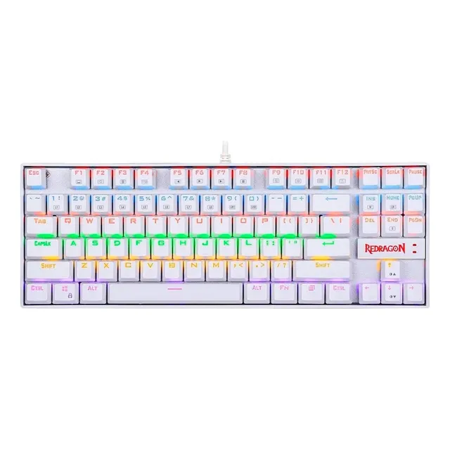 Teclado Gamer Redragon Kumara K552 Rainbow Blanco Red Sp F Idioma Español Latinoamérica