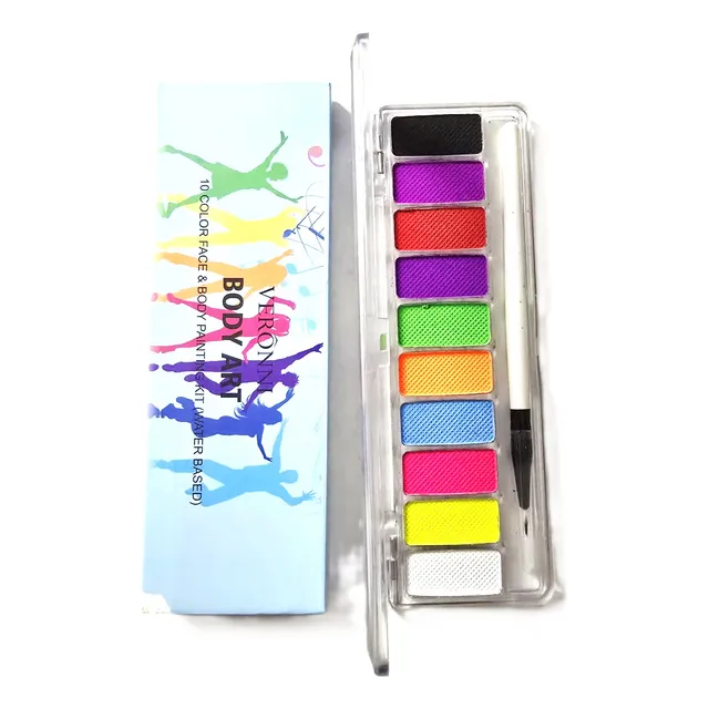Set Paleta Pinturas 10 Colores Neón Cuerpo Y Rostro