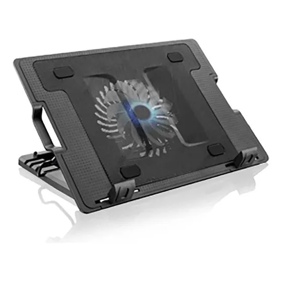 Suporte Notebook Cooler De Metal Gamer Pc Cor Preto LED Azul