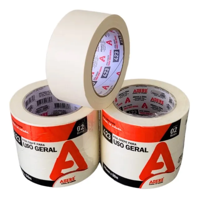 Fita Crepe Larga Grande 48mm X 50m - 5 Rolos - Uso Geral