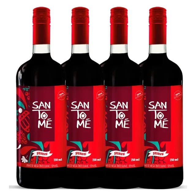 Caixa 4 Vinho Tinto Suave Santomé De Mesa 750ml Garrafa