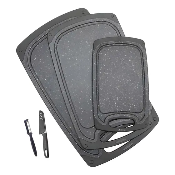 Kit 3 Tablas Picar Cortar 3 Tamaños Resistente Cocina Color Negro Juego Tablas Para Picar 5pzas