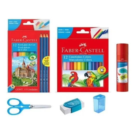Kit Material Escolar Infantil Com Itens Básicos Variado