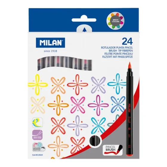 Marcador Escolar Punta Pincel Jgo X24un Ref.612624