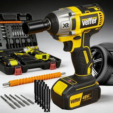 Chave Impacto 48v Ferramenta 2 Baterias Lítio Parafusadeira Amarelo 127/220v