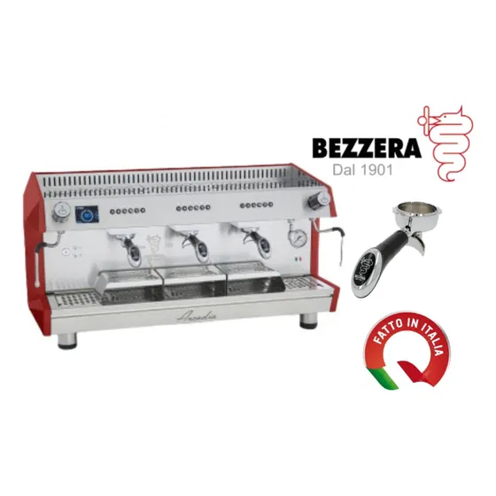 Maquina De Cafe Italiana Bezzera Arcadia Pid 3 Grupos Roja