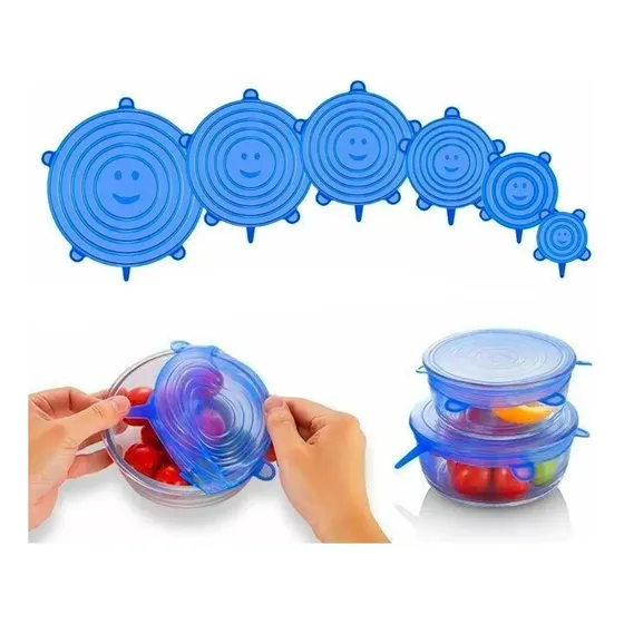Tapas De Silicona Elasticas Multiusos Para Recipientes Set 6