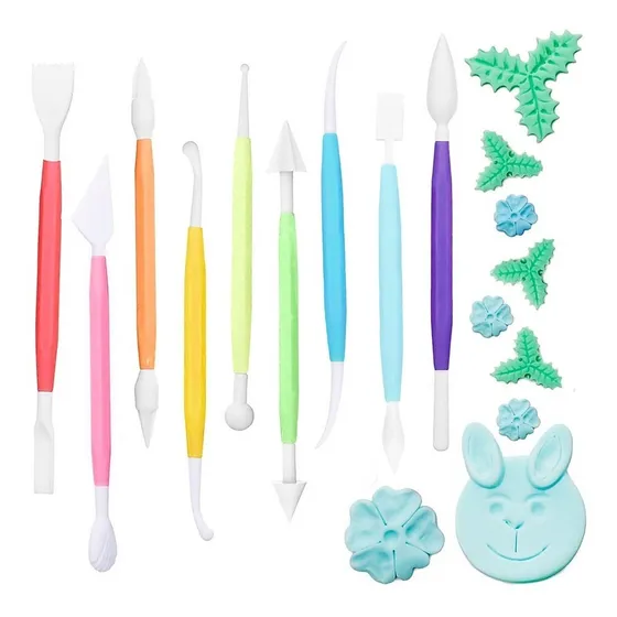 Estecas Para Fondant Set De 9 Pieza Masa Flexible Repostería