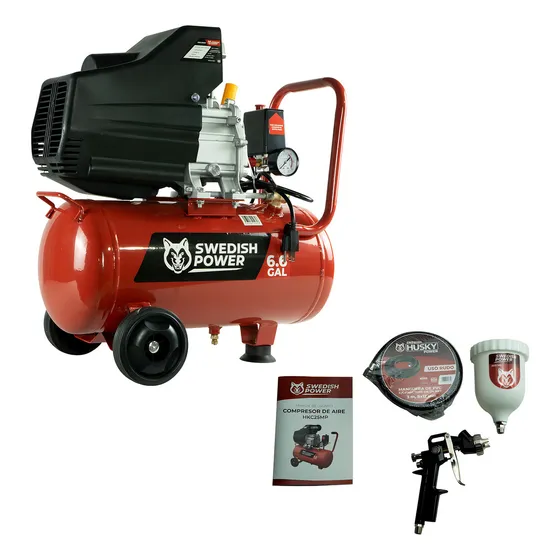 Compresor de aire eléctrico portátil Swedish Husky Power Semiprofesional HKC25MP 25L 2.5hp 127V
