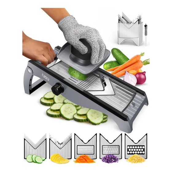 Mandolina Profesional Rallador Rebanador Cortador Verduras Color Gris Oscuro