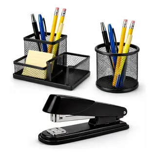 Kit Porta Caneta Organizador De Mesa Grampeador Escritório