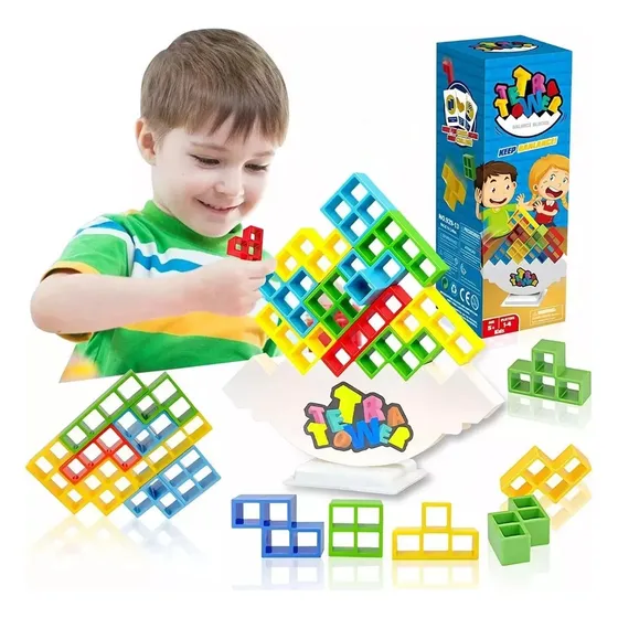 Tetra Tower 48 Fichas Juego Mesa Tetris Balance Equilibrio