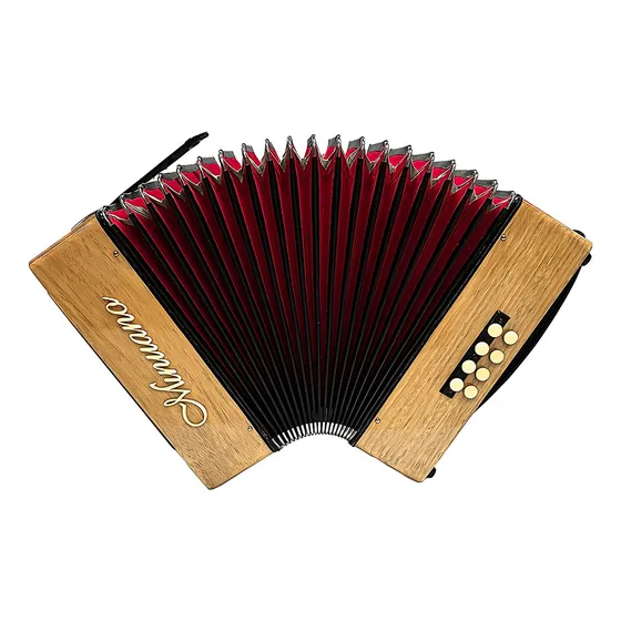 Acordeon 8 Baixos Minuano 21 Botões Natural Sanfona