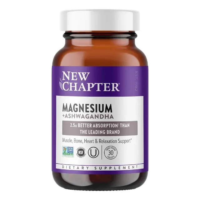 Magnesio + Ashwagandha New Chapter 30 Tabletas Sabor Neutro