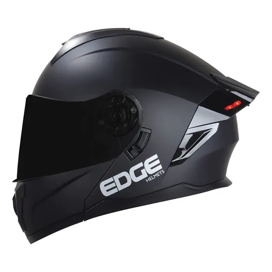 Casco Moto Integral Abatible Doble Visor Edge Boston Luz Led