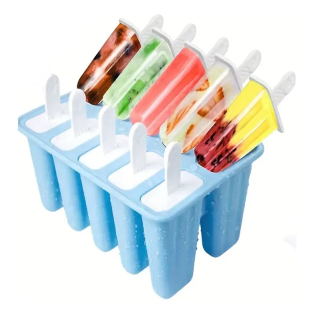 Molde Silicona Cubetera Paletas Helado Muy Util 10 Cavidades