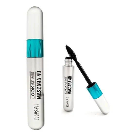 Máscara De Pestañas Volumen 4d Pink21 Extreme Lashes 2 En 1 Color Negro