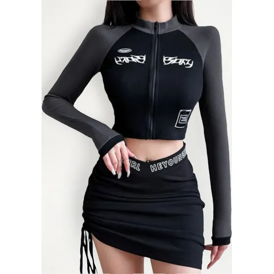 Crop Top Para Mujer Y2k Manga Larga Blusas Deportivas Mujer