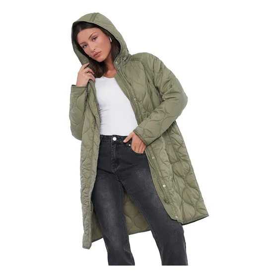 Parka Mujer Larga Quilt Verde Oliva Corona