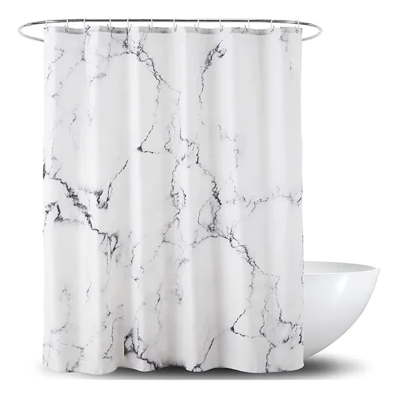Ao Blare Cortina Ducha Marmol Para Baño Tela Poliester Negro