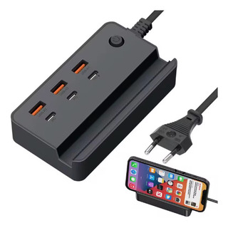 Hub Carregador De Mesa 3 Portas Usb E 3 Portas Tipo C Hub Carregador De Mesa 3 Portas Usb E 3 Portas Tipo C