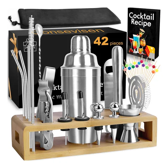 Kit Coctelera Para Bar Juego Herramienta 42 Pieza Acero Casa