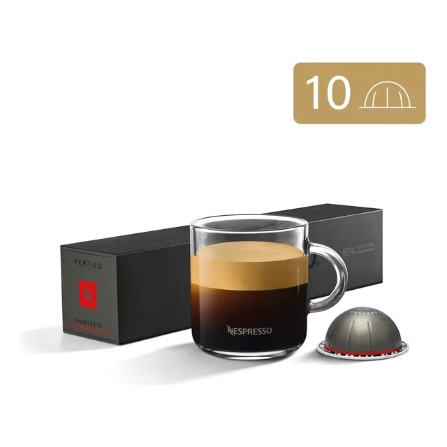10 Cápsulas Nespresso Vertuo Gran Lungo Fortado Descafeinado