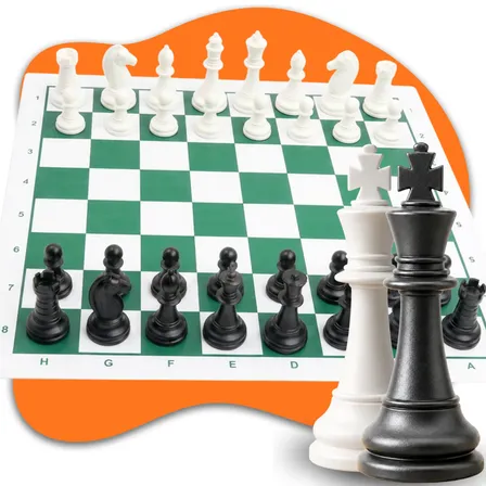 Jogo De Xadrez Tabuleiro Oficial Escolar Profissional 32 Pçs