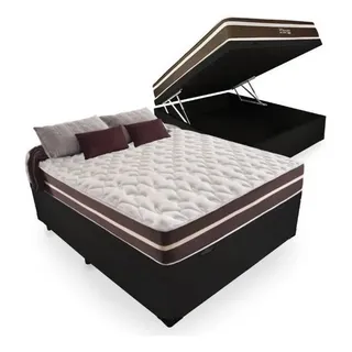 Cama Box BaĂș Casal + ColchĂŁo De Molas Anjos Superlastic 138 Cor Preto Cama Box BaĂș Casal + ColchĂŁo De Molas Anjos Superlastic 138 Cor Preto
