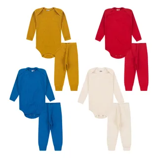 Kit 2 Conjuntos Body Bebe Canelado Inverno Colorido Kit 2 Conjuntos Body Bebe Canelado Inverno Colorido