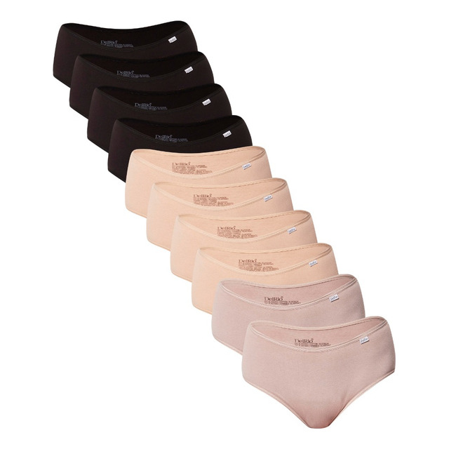 Kit 10 Calcinhas Tipo Calça Média Feminina Delrio Kit 10 Calcinhas Tipo Calça Média Feminina Delrio