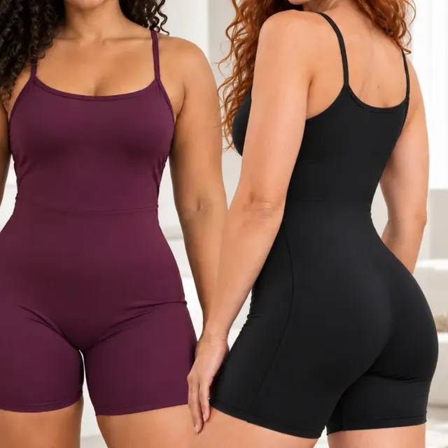 Kit 2 Macaquinho Fitness Feminino Macacão Treino Ginástica Preto / Bordô Liso M