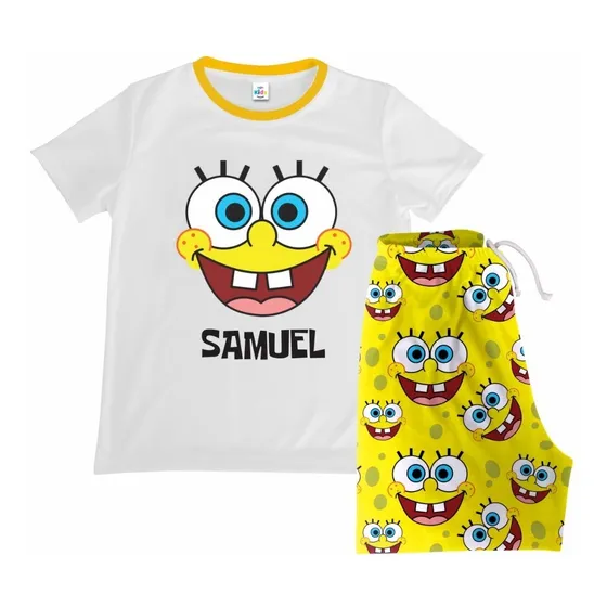 Pijama Short Niña Niño Bob Esponja Algodon 