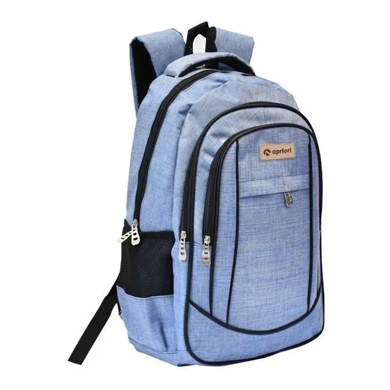Mochila escolar Apriori Mochila 4 cierres color celeste diseño lisa 25L