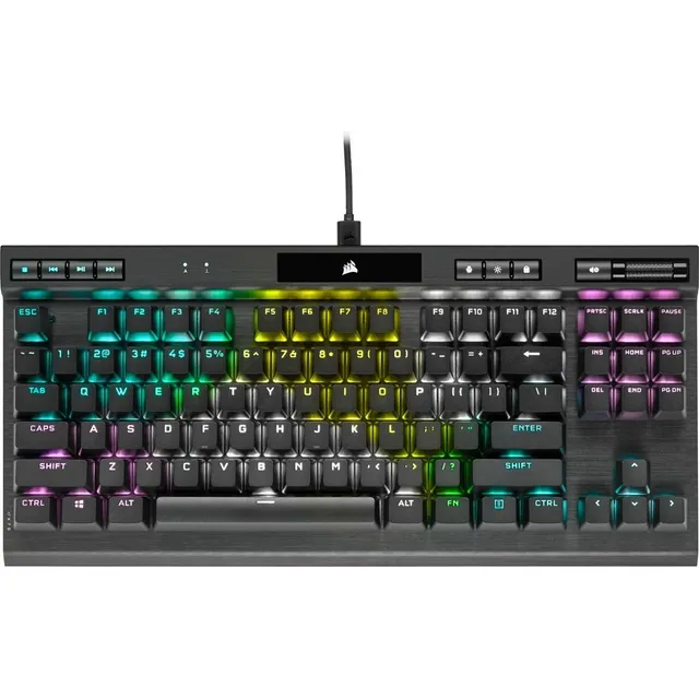 Teclado gamer Corsair Champion Series QWERTY Cherry MX RGB Speed inglés US color negro con luz RGB