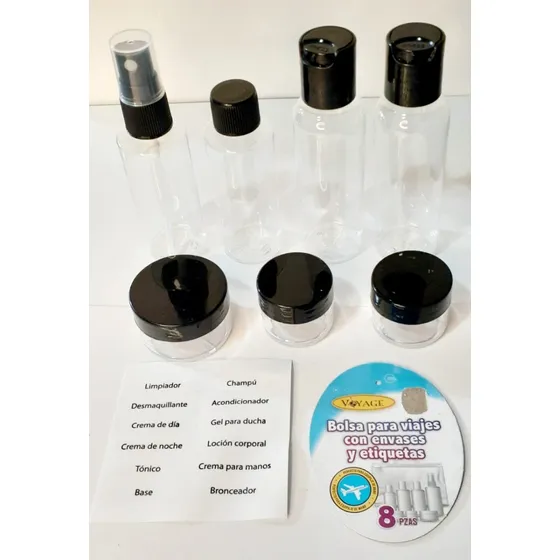 Envases Cosméticos Estuche Para Viajero  8 Piezas.