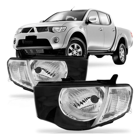Farol Dianteiro L200 Triton 2008 2009 2010 Máscara Negra Par Farol Dianteiro L200 Triton 2008 2009 2010 Máscara Negra Par