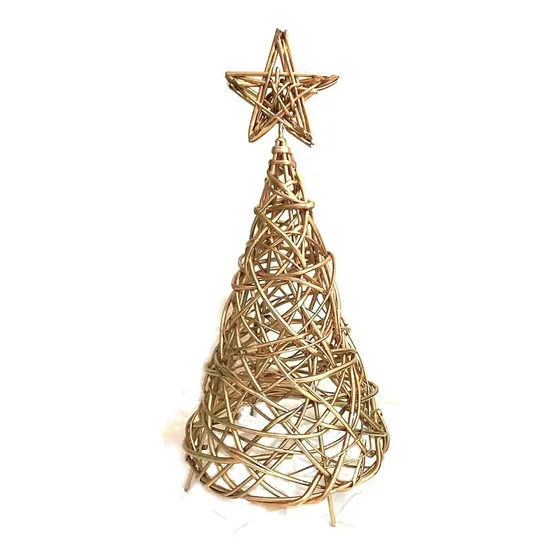 Arbol De Mimbre Artesanal De 30 Cm Dorado Afj
