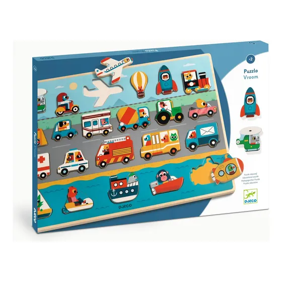 Puzzle Infantil De Encastre Vehículos Madera Djeco +2 Años
