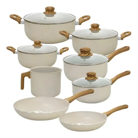 Jogo Panelas Antiaderentes Ceramic Premium 8pç Fogão Cooktop Sahara Bege