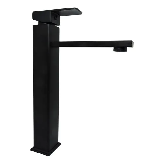 Canilla Grifería Alta Negra Lavatorio Diseño Cuadrado Baño Acabado Mate Color Negro