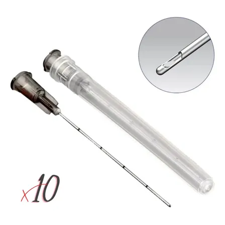 Kit 10 Micro Cânulas 22g X 50mm Com 10 Agulhas De Pertuito
