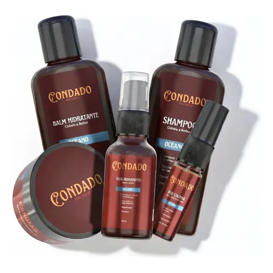 Kit Barba Cabelo Bigode Oceano Condado Refrescante 5 Itens
