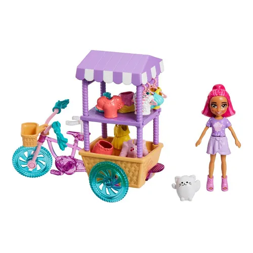 Polly Pocket Carrito Con Bicicleta Dulces Sorpresa Hhx76