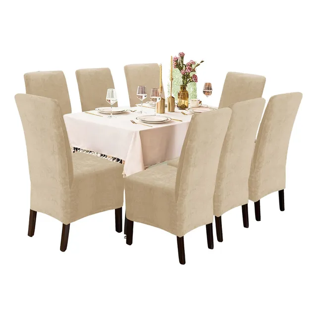 Funda De Silla Terciopelo 8 Piezas Beige Nude Sala Fabulosa