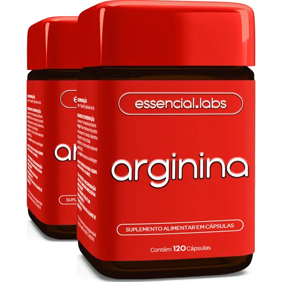 02 POTES da ARGININA 100% PURA 2000mg por Dose - 120 Cápsulas - Fórmula Desenvolvida para a Vasodilatação dos Músculos