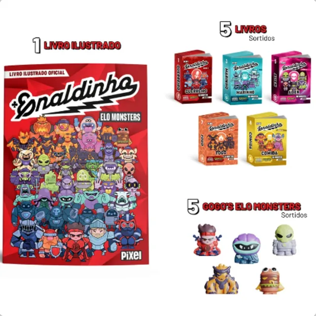 Álbum Enaldinho Elo Monsters Oficial + 5 Gogo's + 5 Livros